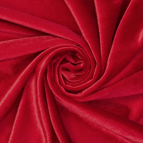 Stretch Velvet Fabric 60 Inch Polyester Spandex By The Yard for Sewing Apparel & Upholstery - Dark Red (1 Yard) - color: Dark Red, size: 1 Yard