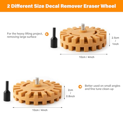 Gomake Eraser Wheel Decal Remover Tool Kit Rubber Eraser Wheel for Drill - size: 2 Pack Slotted