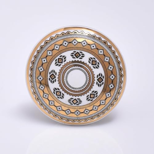 Indian Shelf Wheel Cabinet Knobs for Drawer Dresser 6 Pieces - color: Gold White, size: 6 Knobs