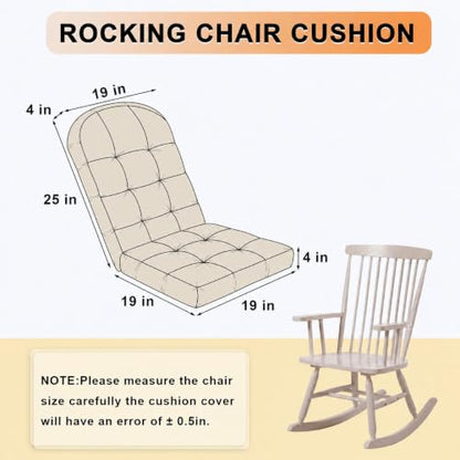 Rocking Chair Cushion - Chenille Fabric, High-Density Sponge, Durable Comfort Non-Slip Bottom Tufted Seat Pads with Ties, Chenille︱Cream, 44x19x4 inch - color: Cream