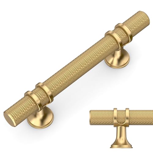 Amerdeco 10 Pack Knurled Champagne Bronze Cabinet Pulls 5 Inch Length (3 Inch Hole Center) Kitchen Cabinet Handles for Drawer, Cupboard and Wardrobe - color: Champagne Bronze, size: 3"/76MM Hole Center, style: 10 Pack