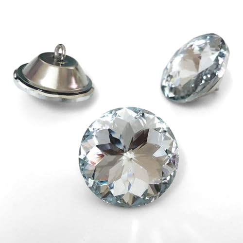 25PCS 25mm Crystal Glass Buttons Sewing Rhinestone Buttons (Clear ZJ) - color: Clear Button(ZJ)