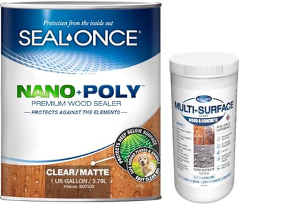 Seal-Once Nano+Poly Wood Sealer 1 Gallon Bundle with Premium Multi-Surface Cleaner
