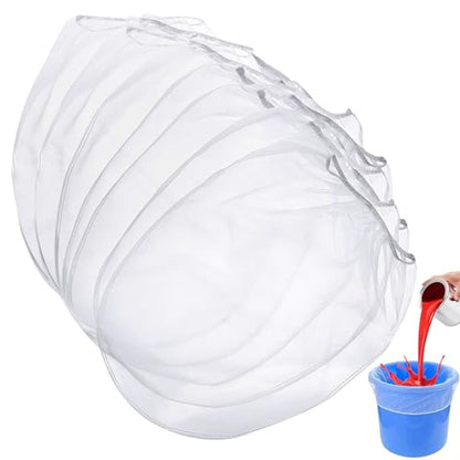 25 Pcs Paint Strainer Bag, 5 Gallon White Filter Bags with Elastic Drawstring Top Opening Nylon Fine Mesh Bag for Paint, Gardening, Hydroponics