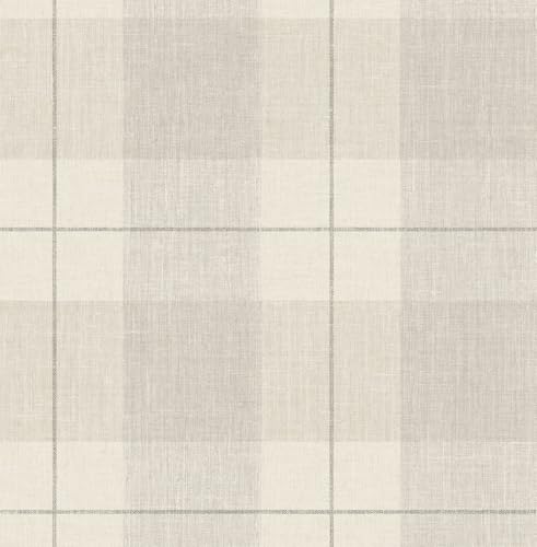 NextWall Lenox Hill Plaid Peel and Stick Wallpaper (Neutral) - color: Neutral