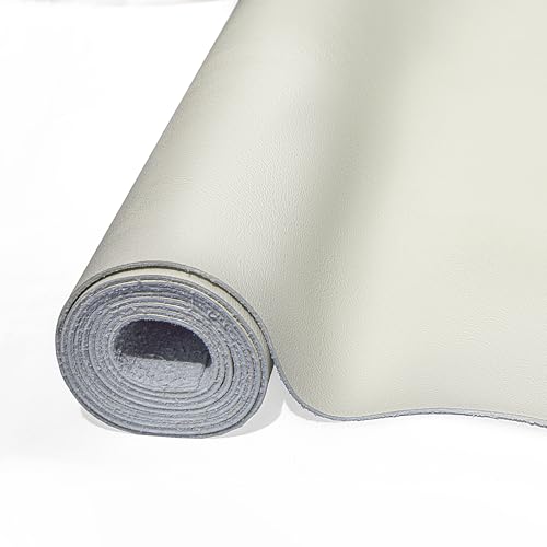 Premium Heavy-Duty 1.4mm Thick Full-Grain Embossed Faux Leather, 54" Wide - color: White, size: 1 Yard （36in*54in）