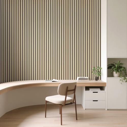 Art3d Roll-Flat Acoustic Wood Slat Wall Panel, 95.3 x 23.8 in, 2-Pack, Oak - color: Oak, size: 2-Pack - 95.3 x 23.8 Inch