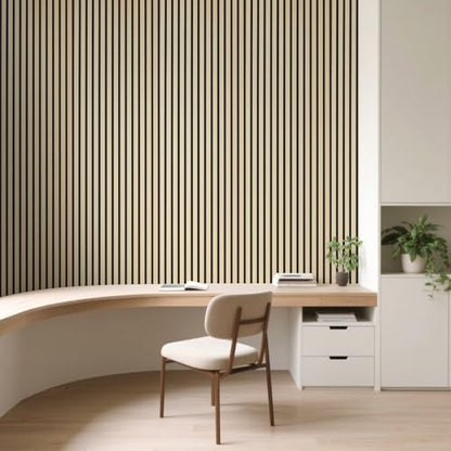 Art3d Roll-Flat Acoustic Wood Slat Wall Panel, 95.3 x 23.8 in, 2-Pack, Oak - color: Oak, size: 2-Pack - 95.3 x 23.8 Inch