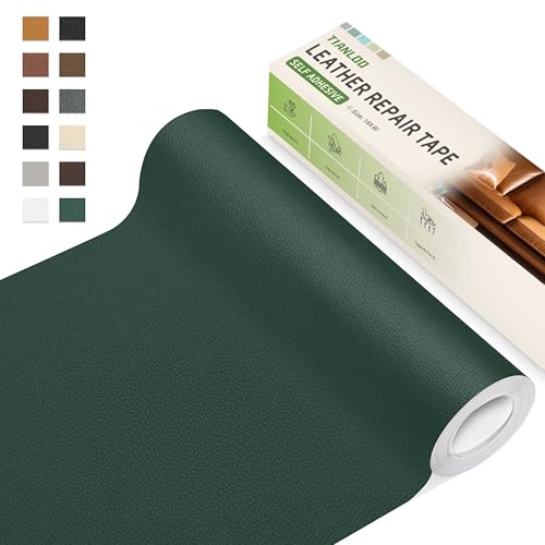 TIANLDD Leather Repair Tape,16 x 80 Inches Self Adhesive Leather Repair Patch，Leather Repair Kit for Furniture，Couches,Car Seats,Cabinets,Handbags(Dark Green-Litchi Grain) - color: Dark Green-Litchi Grain, size: 16" x 80"