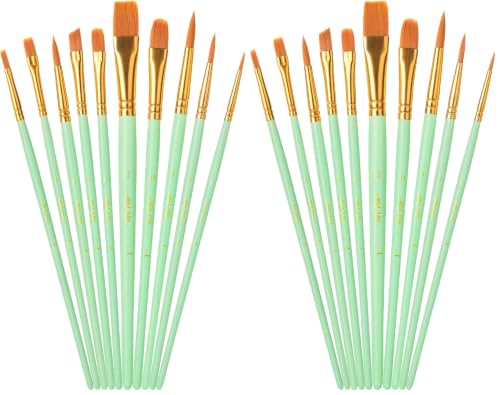Mr. Pen- Acrylic Paint Brushes Set, 20 Pack, Round & Pointed Tip - color: Mint Whisper, size: 10 Pcs (Pack of 2)