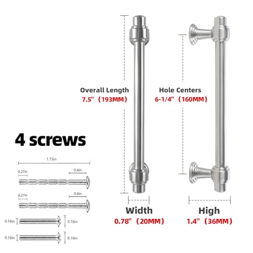 Brushed Nickel Kitchen Cabinet Pulls 6-1/4 Inch 10 Pack - color: Brushed Nickel, size: 6-1/4" Hole Center(160mm)
