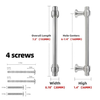 Brushed Nickel Kitchen Cabinet Pulls 6-1/4 Inch 10 Pack - color: Brushed Nickel, size: 6-1/4" Hole Center(160mm)