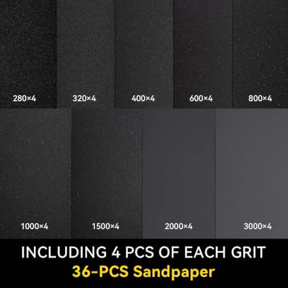 36 Pcs Wet Sand Paper Assortment, 280-3000 Grit 9 x 3.6 Inch - size: 36PCS/280-3000Grit