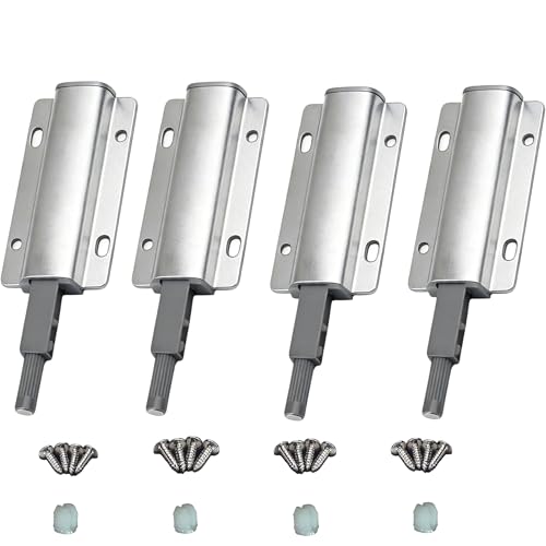 4-Pcs Magnetic Push-to-Open Cabinet Latches, Silver - color: Silver-4pcs