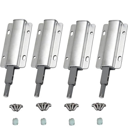 4-Pcs Magnetic Push-to-Open Cabinet Latches, Silver - color: Silver-4pcs