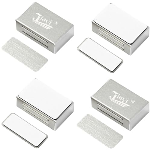Jiayi 4 Pack Magnetic Cabinet Catches Self Adhesive Door Magnets No Drill - color: Silver, size: Small- 4 Pack