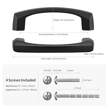 Lardmon 10 Pack 3 Inch(76mm) Hole Center Matte Black Modern Cabinet Pulls Solid Kitchen Cabinet Handles Hardware Bathroom Vanity Pulls Timeless Drawer Pulls Handles for Dresser - color: Matte Black, size: 3 Inch Hole Center, style: 10 Pack