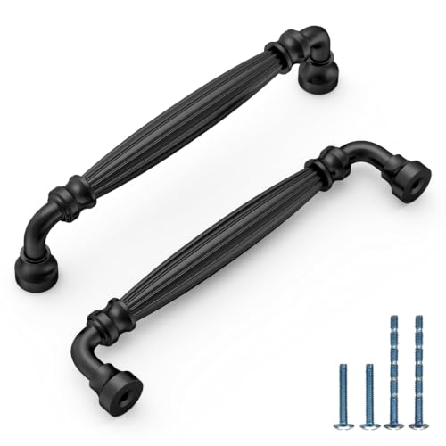 10 Pack 5 Inch Matte Black Cabinet Pulls, Kitchen Hardware - color: Matte Black, size: 5" Hole Center