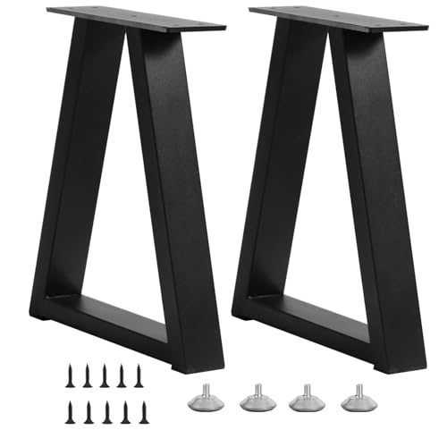 16 Inch Trapezoid Bench Legs Metal Coffee Table Legs, End & Side Table Feets, DIY Furniture for Desk Chair, Set of 2 (H16 x W10.8, Black) - color: Black, size: 16" Trapezoid
