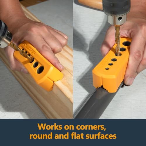 POWERTEC Drill Guide - Multi-Functional Drill Jig Block w/ 6 Common Drill Bit Sizes - for Straight Drilling Holes, Woodworking Tool, 2 PK (71971-P2) - style: 2PK Multi-Functional Drill Guide Jig Block