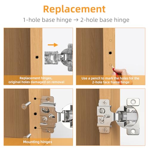 Chibery 10 Pack Face Frame Cabinet Hinges, 1/2" Overlay, Soft Close, 105° - size: 1/2 Inch Overlay
