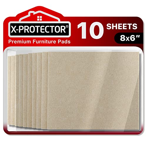 Felt Furniture Pads X-PROTECTOR 10 PCS - Premium 8” x 6” x 1/5” Heavy Duty - color: Beige, size: 8” x 6”