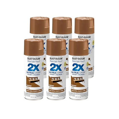 Rust-Oleum Painter's Touch 2X Ultra Cover Spray Paint, Gloss Chestnut - color: Gloss Chestnut, size: 12 Ounce (Pack of 6)