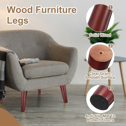 PATIKIL Wood Furniture Legs, 4Pcs 2.4" Tapered Replacement Sofa Leg for Chair Couch Bed Coffee Table Dresser, Red Walnut - color: Red Walnut, size: 2.4"