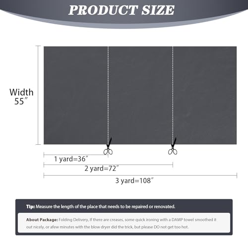 Faux Leather 1.3mm Upholstery Fabric by the Yard 55x36 Inch Blue Grey - color: Blue Grey, size: Pre Cut 1 Yard