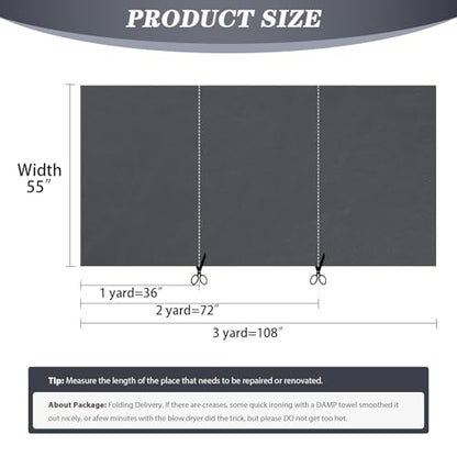 Faux Leather 1.3mm Upholstery Fabric by the Yard 55x36 Inch Blue Grey - color: Blue Grey, size: Pre Cut 1 Yard