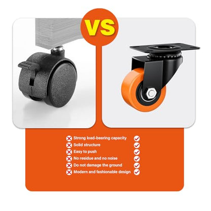 2.5" Swivel Plate Casters Set of 4 Heavy Duty 800 lbs - color: Orange, size: 2.5 Inch Non-Brake