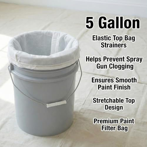 104 Pcs 5 Gallon Paint Strainer Bags Elastic Top Bag Strainers White Regular Fine Mesh for Use with Paint Sprayers