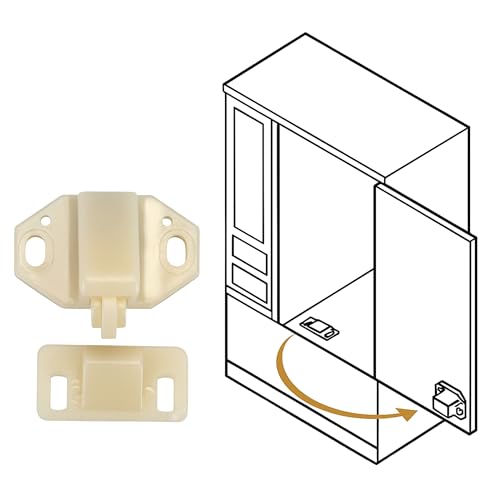 White Marine Boat Ball Catch Door Cupboard – Spring Back Plates Roller Latch Plastic Catches Cabinet Hardware and Furniture Double Latches Interior Doors Small Arrowhead Catch