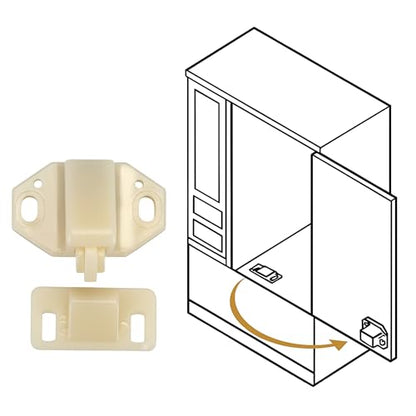 White Marine Boat Ball Catch Door Cupboard – Spring Back Plates Roller Latch Plastic Catches Cabinet Hardware and Furniture Double Latches Interior Doors Small Arrowhead Catch