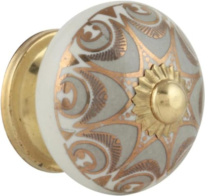 Grey Boho Ceramic Cabinet Knobs (Pack of 10) - color: Gray, style: Art Deco