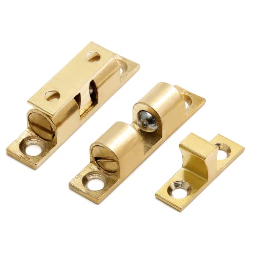 Uenhoy 10 Pcs Solid Brass Dual Ball Tension Latch 1-3/8" Gold Tone - color: Gold, size: 35mm, 10pcs