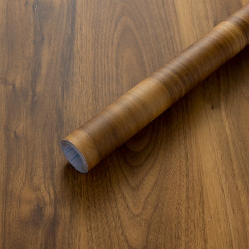 COSNIGHT Wood Contact Paper Peel and Stick - Brown Self Adhesive Vinyl Wrap - color: Yellow/Brown, size: 15.7" x 118"