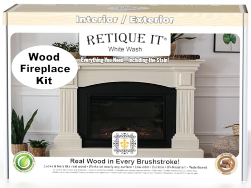 Retique It Wood'n Stain, Real Wood Gel Stain - White Wash, 1 Count, Flat/Matte Finish, Interior/Exterior/Cabinets/Crafts, Water-Based, Compatible with Wood, 1 Inch Opacity - color: 75 White Wash, style: 2. Fireplace
