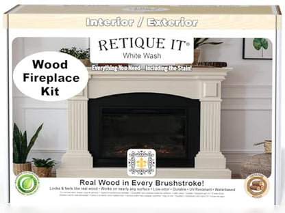 Retique It Wood'n Stain, Real Wood Gel Stain - White Wash, 1 Count, Flat/Matte Finish, Interior/Exterior/Cabinets/Crafts, Water-Based, Compatible with Wood, 1 Inch Opacity - color: 75 White Wash, style: 2. Fireplace