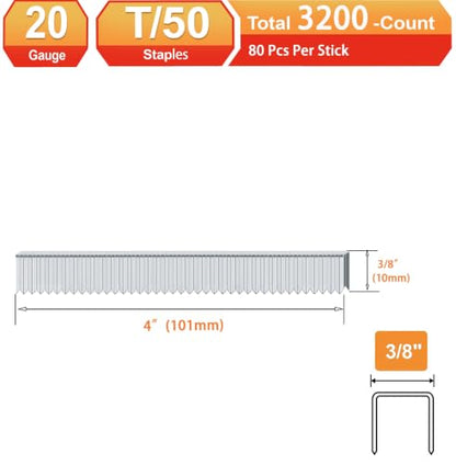 20 Guage Galvanized T/50 Staples (3/8"-3200pcs) - size: 3/8"---3200pcs