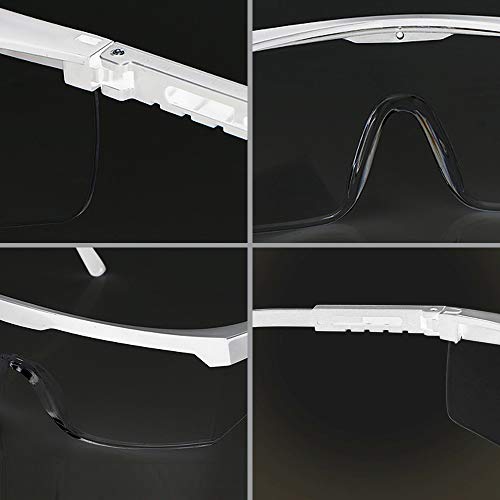 Safety Glasses, 5PCS Adjustable Wide-Vision Protective Glasses, Lightweight Fog-Proof Safety Goggles - color: White