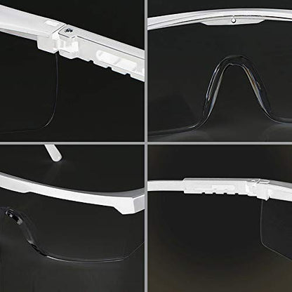 Safety Glasses, 5PCS Adjustable Wide-Vision Protective Glasses, Lightweight Fog-Proof Safety Goggles - color: White