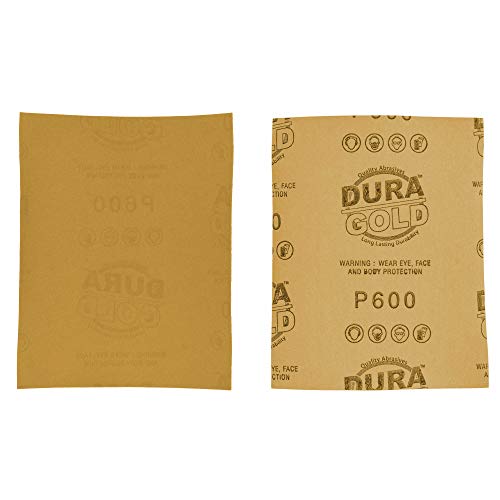 Dura-Gold Premium 1/4 Sheet Gold Sandpaper Sheets, 600 Grit (Box of 400) - size: 600-Grit