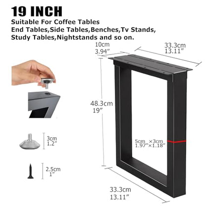 19 Inch Metal Coffee Table Legs Black, Heavy Duty Furniture Legs for DIY End Side Tables, Bench, Modern Desks, Night Stands, Sofa (H19” x W13.1”, Black) - size: 19" U Shape