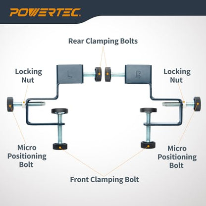 POWERTEC Drawer Front Installation Clamps, Adjustable Cabinet Face Clamp Set, Quick Mounting & Alignment Tool for Woodworking, 4 Pack - 71181-P2 - style: Cabinet Installation Clamps (2PK)