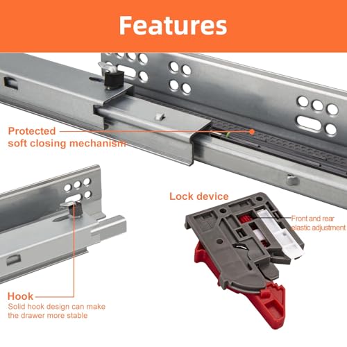 Undermount Drawer Slides HLC Undermount Soft Close Drawer Slides 12 inch 6 Pair Full Extension Concealed Drawer Rails with Mounting Screws,Locking Device and Brackets 80 lb Load Capacity - color: Silver, size: 12 Inch