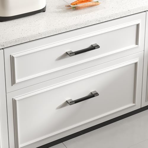 Rergy 20 Pack 4 Or 5 Inch Hole Spacing Black and Nickel Cabinet Pulls - color: Black and Brushed Nickel, size: Hole Center: 4in(102mm) and 5in(128mm)