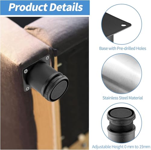 Stainless Steel Adjustable Furniture Legs 2 Inch - Black - 8pcs - color: Black, size: 2"