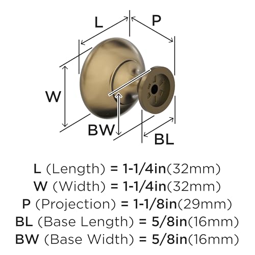 Amerock 1-1/4" Round Edona Burnished Brass Cabinet Knob - color: Burnished Brass, size: 1-1/4 Inch (32 mm) Diameter