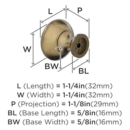 Amerock 1-1/4" Round Edona Burnished Brass Cabinet Knob - color: Burnished Brass, size: 1-1/4 Inch (32 mm) Diameter